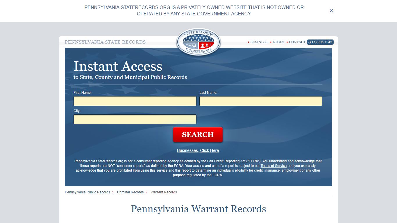 Pennsylvania Warrant Search | StateRecords.org